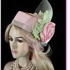 Women's Pink Celery Green Pillbox Wedding Hat