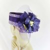 Purple Yellow Luxury Pillbox Wedding Hat For Women