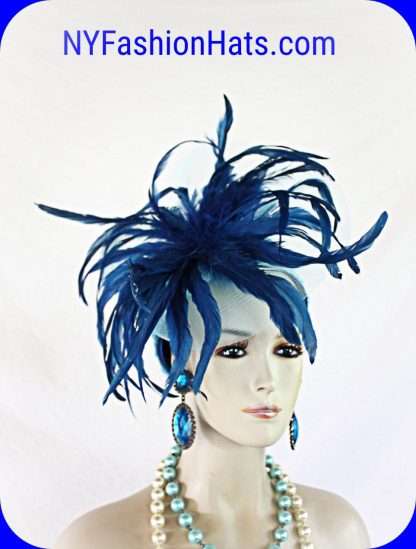 Royal Blue Turquoise Luxury Pillbox Hat For Women