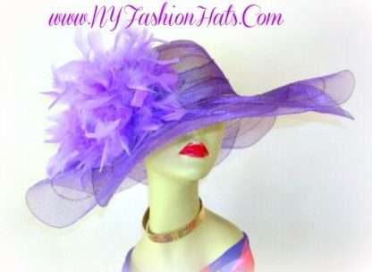 "Red Purple Two Tone Sheer Wide Brim Hat" Designer Hats For Horse Races