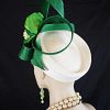 Ivory Kelly Green Shaped Pillbox Wedding Bridal Hat Headpiece