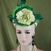 Ivory Kelly Green Shaped Pillbox Wedding Bridal Hat Headpiece