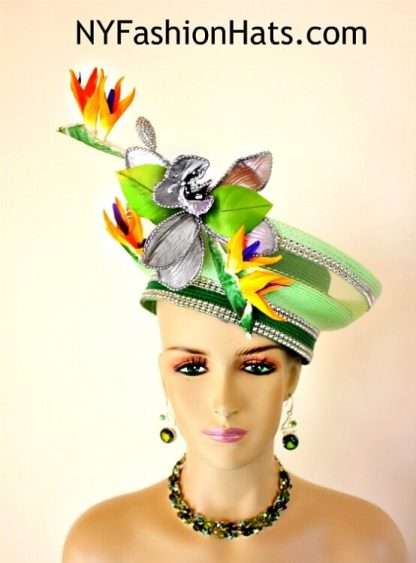 Lime Kelly Green Shaped Pillbox Wedding Bridal Hat Headpiece