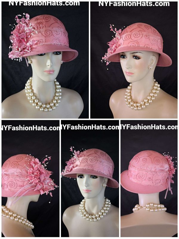 Dusty Pink White Winter Wool Luxury Designer Hat