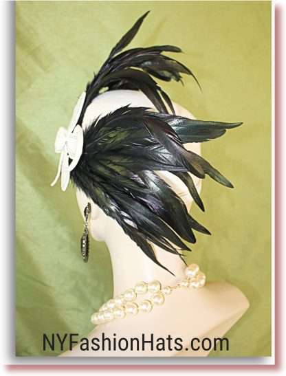 Exclusive Off White Black Couture Statement Pillbox Evening Hat Cap