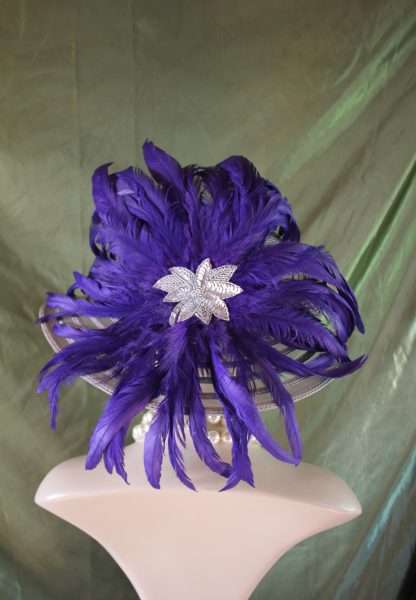 Formal Gray Purple Feathered Luxury Designer Hats