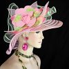 Wide Brim Big Bow Flower Designer Hats Races