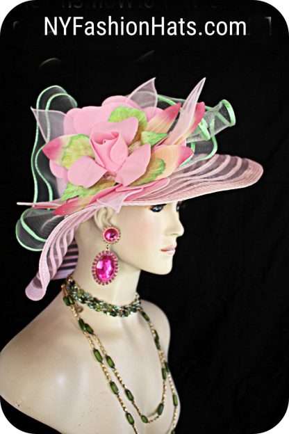 Wide Brim Big Bow Flower Designer Hats Races