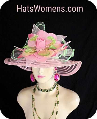 Wide Brim Big Bow Flower Designer Hats Races