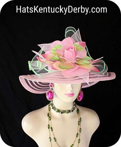 Hat Hatue Couture Pink Passion Lime Apple Green