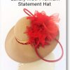 Hat Winter Beige Red Wide Brim