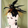Haute Couture Black Gold Statement Wedding Fascinator Winter Headpiece