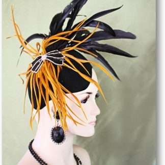 Haute Couture Black Gold Statement Wedding Fascinator Winter Headpiece