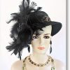 Haute Couture Black Winter Wool Vintage Style Glamorous Designer Feathered Hat