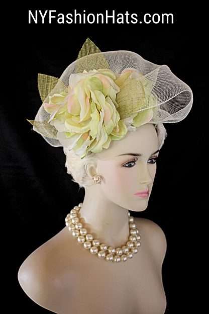 Lime Olive Green Beige Ivory Hat