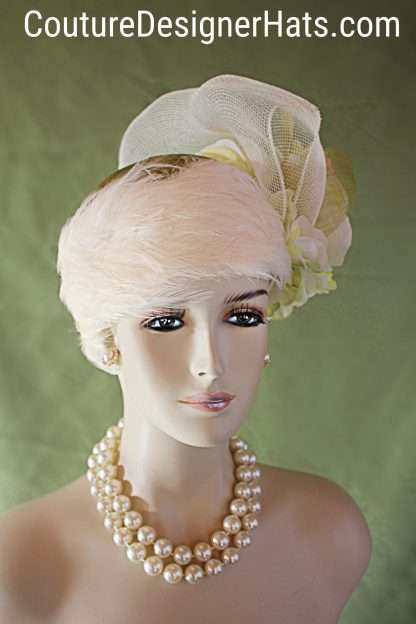 Haute Couture Designer Sinamay Straw Pillbox Hat