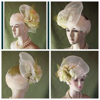 Lime Olive Green Beige Ivory Hat