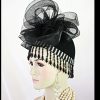Silver Black Beaded Formal Wedding Pillbox Headpiece