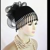 Silver Black Beaded Formal Wedding Pillbox Headpiece