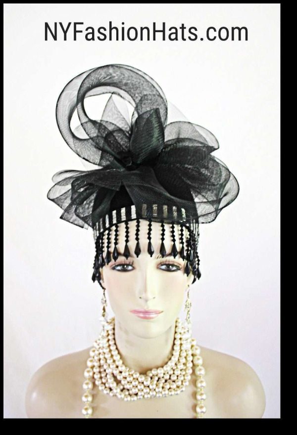 Haute Couture Luxury Black Wool Winter Fashion Hat For Women