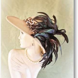 Haute Couture Motf Premium Beige Brown Exotic Feather Hat