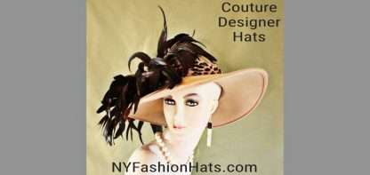 Haute Couture Motf Premium Beige Brown Exotic Feather Hat