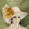 Mustard Yellow Beige Brown Statement Feathered Formal Hat