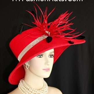 Haute Couture Red Luxury Winter Wool Abstract Wide Brim Hat