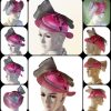 Hot Pink Satin Metallic Silver Haute Couture Designer Hat Women