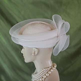 Ivory Beige Formal Wedding Bridal Pillbox Hat