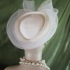 Ivory Beige Formal Wedding Bridal Pillbox Hat