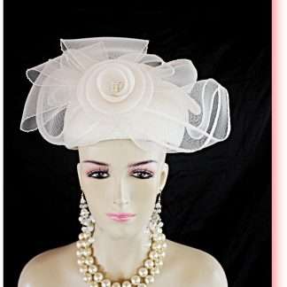 Ivory Big Bow Formal Wedding Bridal Pillbox Hat