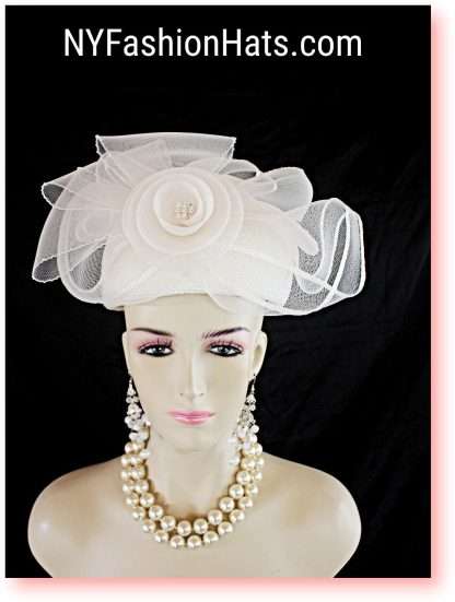 Ivory Big Bow Formal Wedding Bridal Pillbox Hat