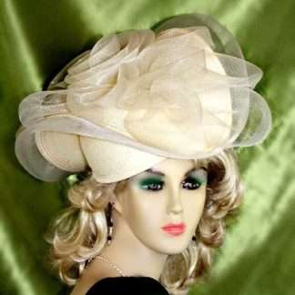 Ivory Wedding Pillbox Formal Bridal Hat