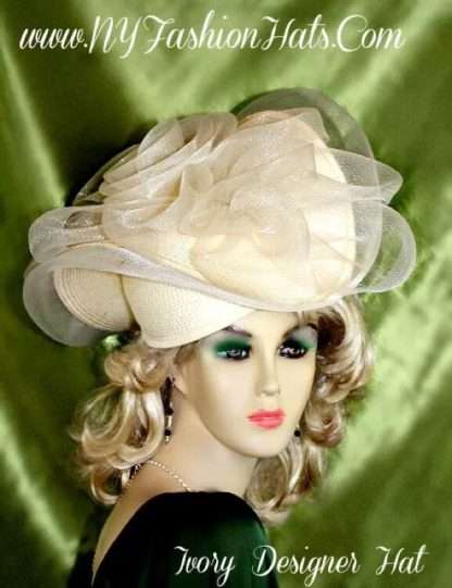 Ivory Wedding Pillbox Formal Bridal Hat