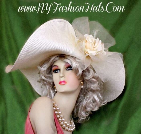 Avant Garde Hats, Hats For Wedding Guests, Haute Couture Designer Hats, Satin Church Hats, Dress Hats For Formal Events, Bridal Headpieces And Fascinators, Cocktail Hats, Hats For Wedding Guests, Pillbox Hats, Large Brim Kentucky Derby Hats, Hats For Horse Races, Exclusive Designer Hats And Millinery Apparel, Ivory Wide Brim Couture Designer Racing Hat