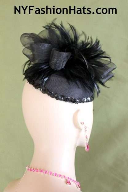 Black Sinamay Straw Wedding Fascinator