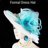White Mint Blue Metallic Silver Wide Brim Hat