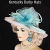 White Mint Blue Metallic Silver Wide Brim Hat