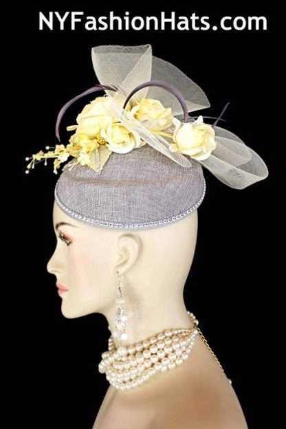 Grey Ivory Yellow Wedding Fascinator