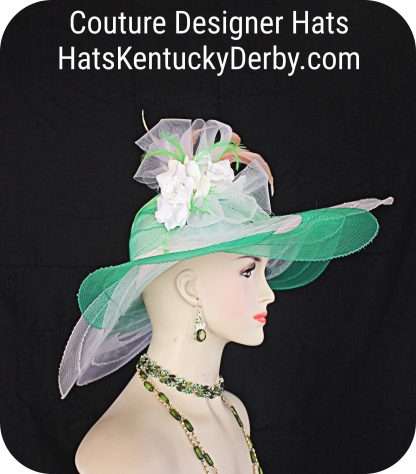 Kelly Green Wide Big Sheer Brim Statement Hat