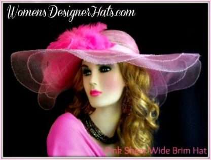 "Red Purple Two Tone Sheer Wide Brim Hat" Designer Hats For Horse Races