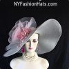 Silver Gray Dusty Pink Big Wide Brim Designer Hat