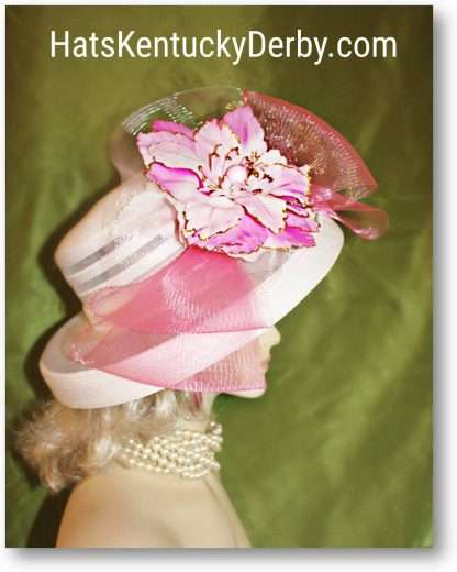 White Pink Couture Designer Hat