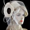 Ladies Ivory Pillbox Cocktail Hat Wedding Bridal Designer Formal Couture Church Hats