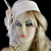 Ladies Ivory Pillbox Cocktail Hat Wedding Bridal Designer Formal Couture Church Hats