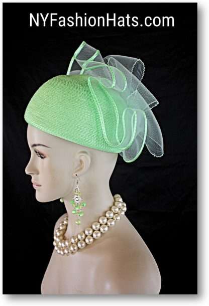 Lime Apple Green Pillbox Wedding Bridal Hat Headpiece