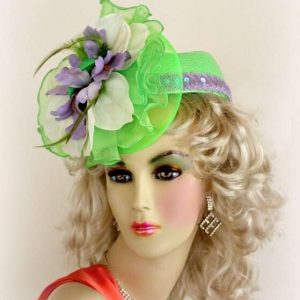 Lime green lavender white formal wedding designer hat p55 hats