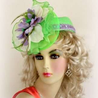 Lime green lavender white formal wedding designer hat p55 hats