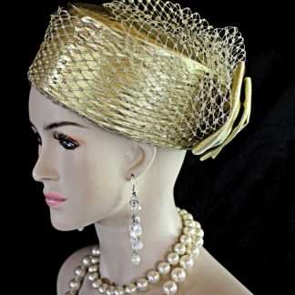 Metallic Gold Wedding Pillbox Bridal Hat